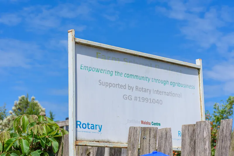 A Rotary-supported project sign at a community site